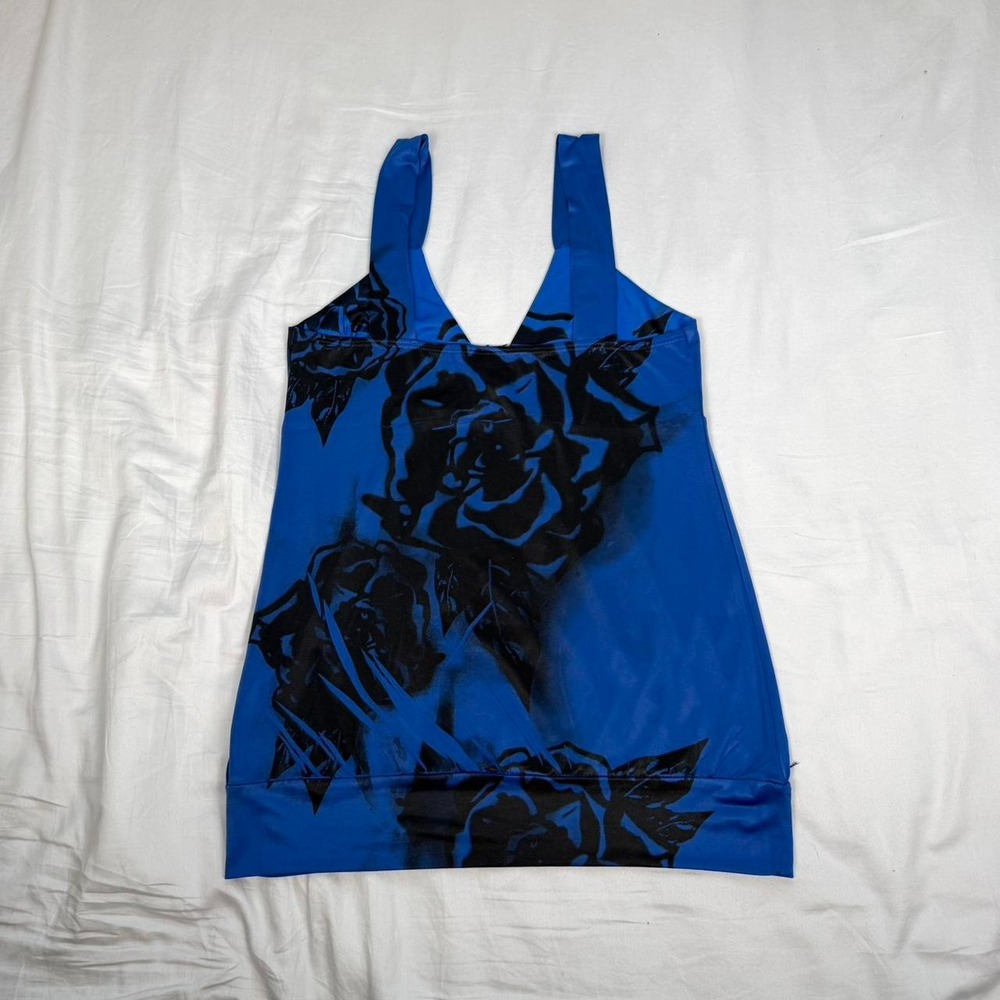 Vintage y2k Rue 21 blue & black floral fairy grunge babydoll tank top - Picture 6 of 7